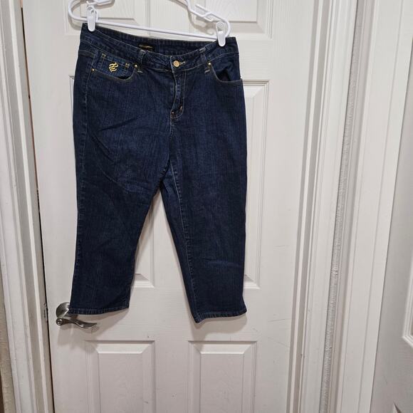 Rocawear Cropped Jeans Women’s 14 Dark Wash Stretch Denim - Picture 8 of 14